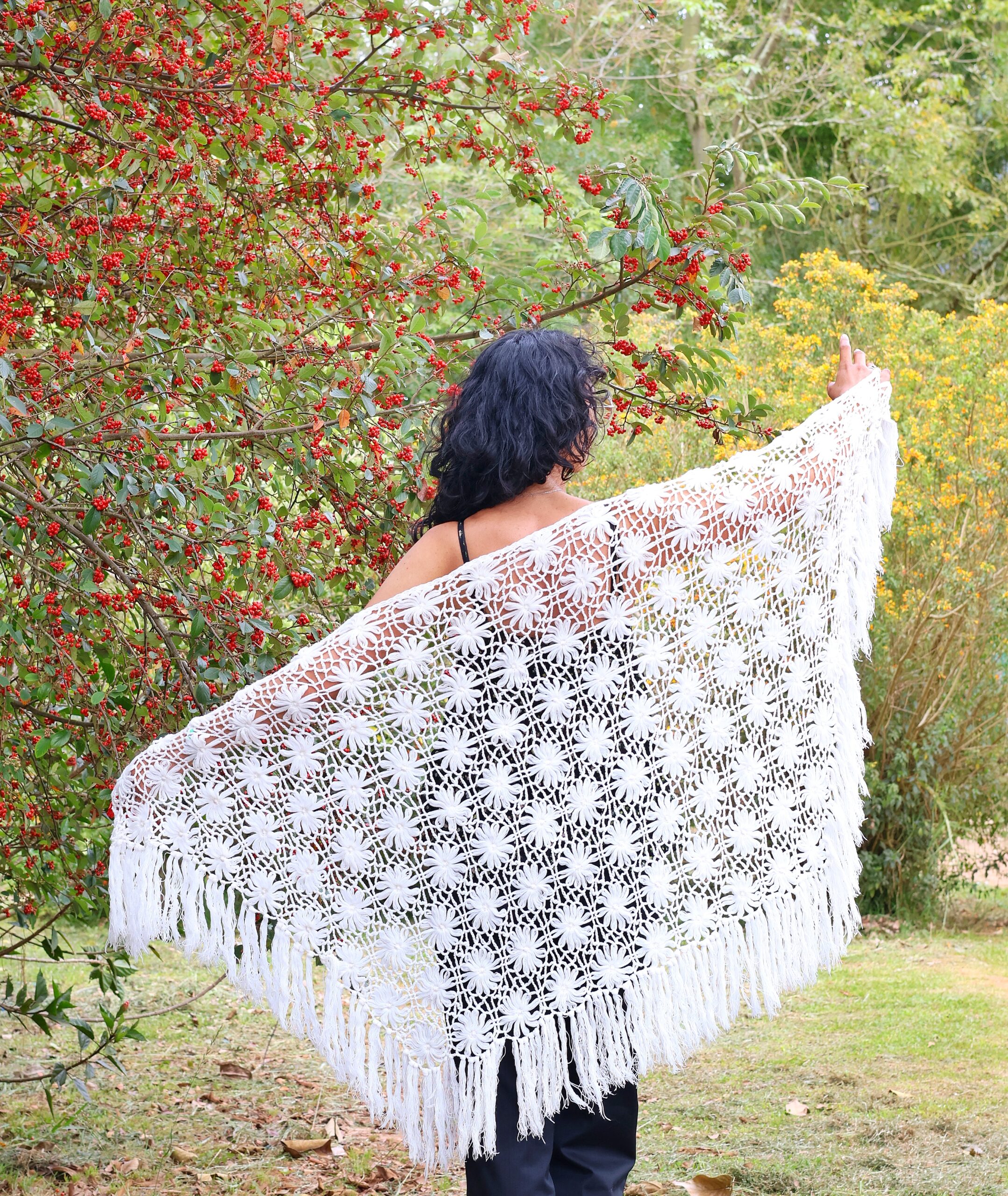 Chal Blanco Con Flores